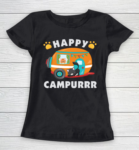 Happy Campurrr Camping With Cats RV Glamping Designs Women's T-Shirt