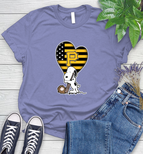 Pittsburgh Pirates MLB Baseball The Peanuts Movie Adorable Snoopy Women's T-Shirt 11