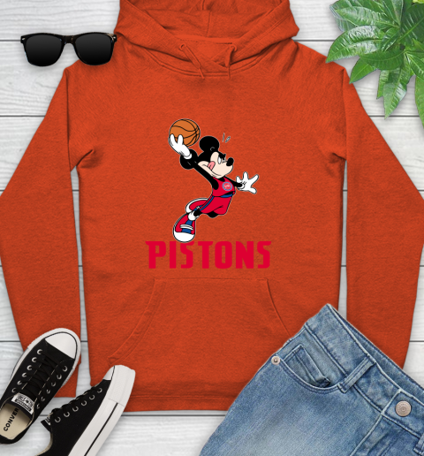 NBA Basketball Detroit Pistons Cheerful Mickey Mouse Shirt Youth Hoodie 5
