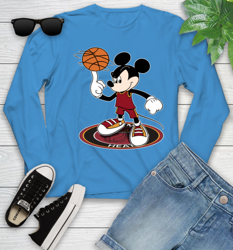 NBA Basketball Miami Heat Cheerful Mickey Disney Shirt Youth Long Sleeve 7