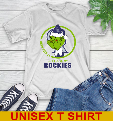 Colorado Rockies MLB Christmas Grinch I Hate People But I Love My Favorite Baseball Team T-Shirt