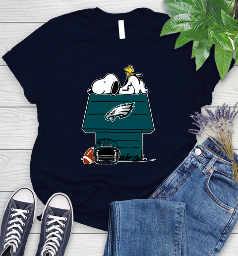 Philadelphia Eagles NFL Football Snoopy Woodstock The Peanuts Movie Women's T-Shirt 3