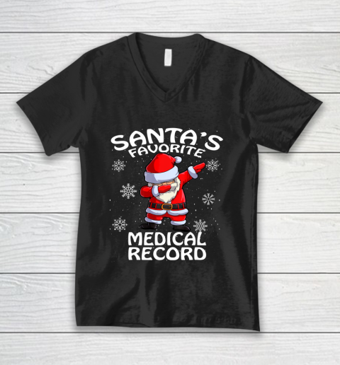 Santa s Favorite Medical Record Christmas V-Neck T-Shirt