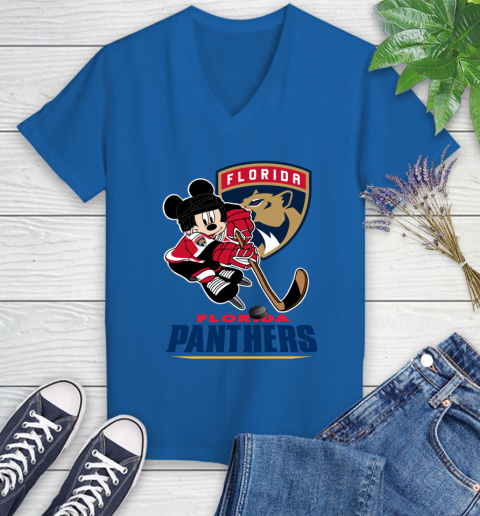 NHL Florida Panthers Mickey Mouse Disney Hockey T Shirt Women's V-Neck T-Shirt 10