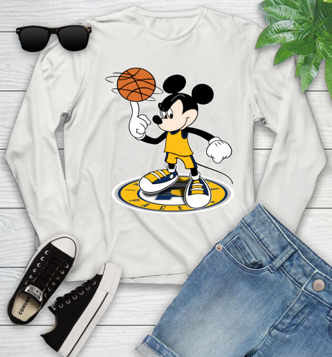 NBA Basketball Indiana Pacers Cheerful Mickey Disney Shirt Youth Long Sleeve 12