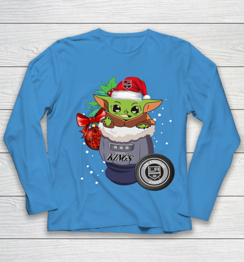 Los Angeles Kings Christmas Baby Yoda Star Wars Funny Happy NHL Youth Long Sleeve 7