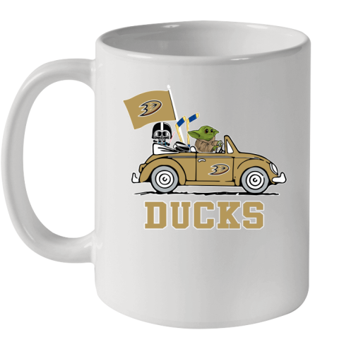 NHL Hockey Anaheim Ducks Darth Vader Baby Yoda Driving Star Wars Shirt Ceramic Mug 11oz