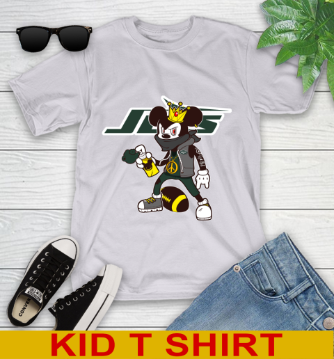 New York Jets NFL Football Mickey Peace Sign Sports Youth T-Shirt 5