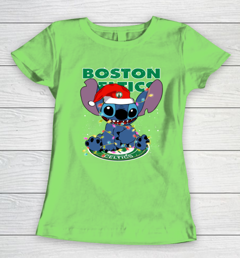 Boston Celtics NBA noel stitch Basketball Christmas Women's T-Shirt 5