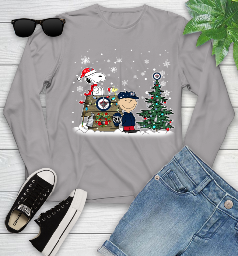 NHL Winnipeg Jets Snoopy Charlie Brown Woodstock Christmas Stanley Cup Hockey Youth Long Sleeve 5