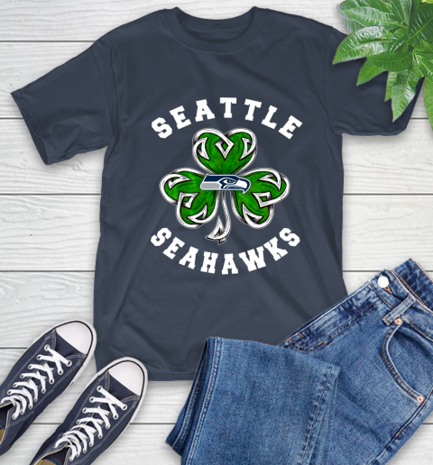 NFL Seattle Seahawks Three Leaf Clover St Patrick's Day Football Sports T-Shirt - Image 4