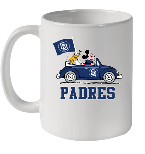 MLB Baseball San Diego Padres Pluto Mickey Driving Disney Shirt Ceramic Mug 11oz