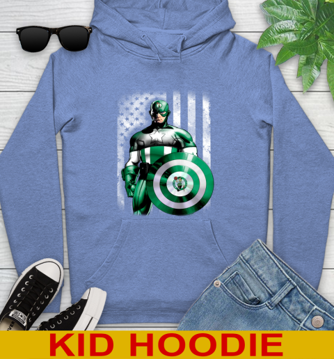 Boston Celtics NBA Basketball Captain America Marvel Avengers American Flag Shirt Youth Hoodie 12
