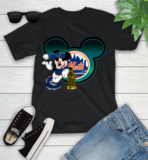 MLB New York Mets The Commissioner's Trophy Mickey Mouse Disney Youth T-Shirt 2