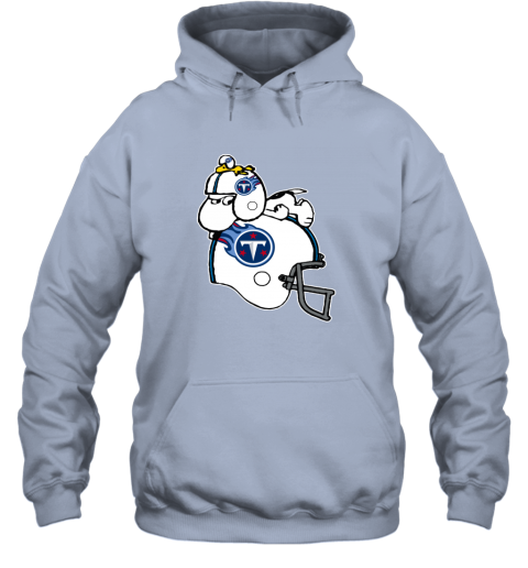 Snoopy And Woodstock Resting On Tennessee Titans Helmet 3upf snoopy and woodstock resting on tennessee titans helmet hoodie 23 front light blue
