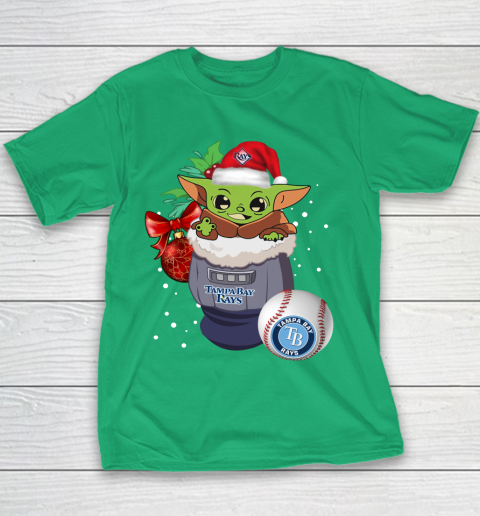 Tampa Bay Rays Christmas Baby Yoda Star Wars Funny Happy MLB Youth T-Shirt