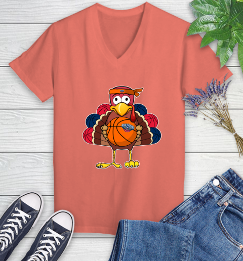New Orleans Pelicans Turkey thanksgiving day Women's V-Neck T-Shirt 6