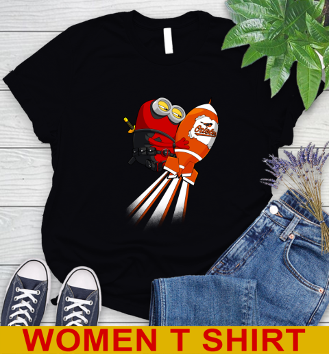 MLB Baseball Baltimore Orioles Deadpool Minion Marvel Shirt Women's T-Shirt
