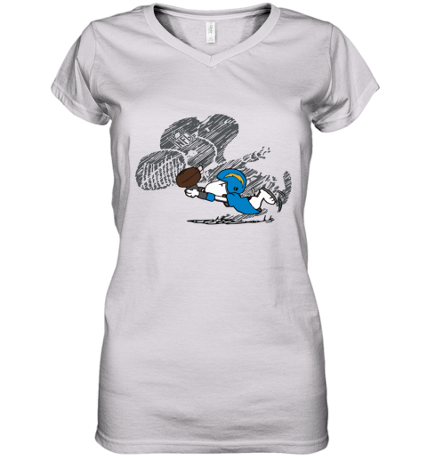 Los Angeles Chargers Snoopy Plays The Football Game Women's V-Neck T-Shirt