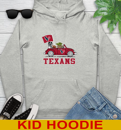 NFL Football Houston Texans Darth Vader Baby Yoda Driving Star Wars Shirt Youth Hoodie