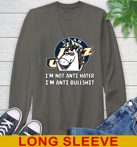 Utah Jazz NBA Basketball Unicorn I'm Not Anti Hater I'm Anti Bullshit Long Sleeve T-Shirt 8