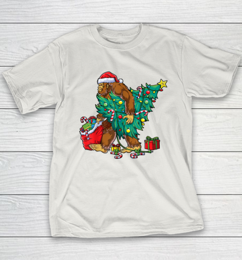 Bigfoot Christmas Tree Lights Xmas Boys Men Sasquatch Lovers Youth T-Shirt 18