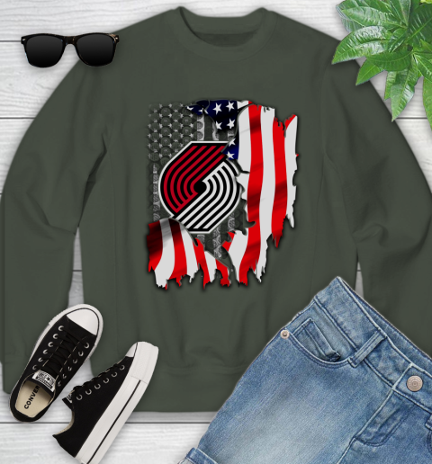 Portland Trail Blazers NBA Basketball American Flag Youth Sweatshirt 9
