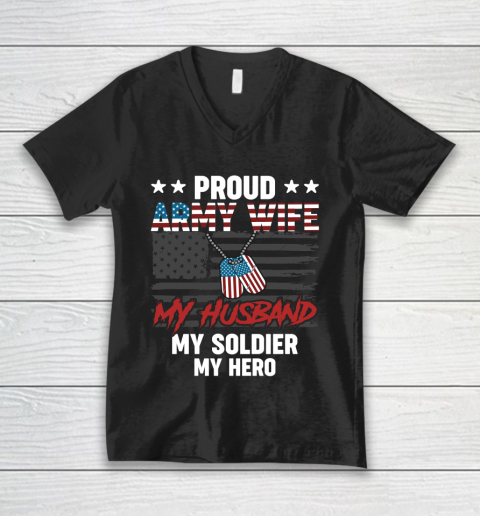 Veteran Shirt Proud Army Wife V-Neck T-Shirt
