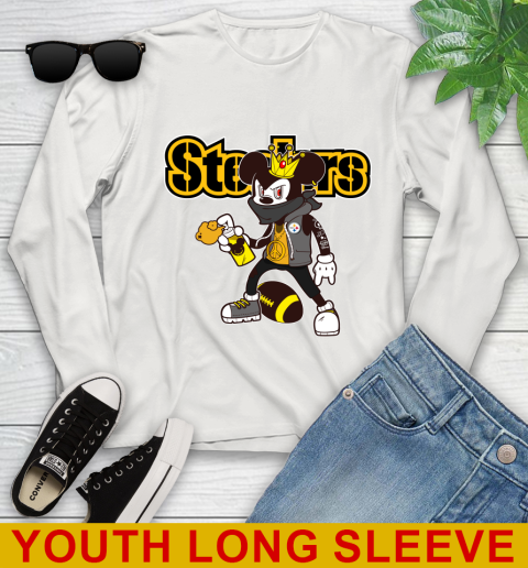 Pittsburgh Steelers NFL Football Mickey Peace Sign Sports Youth Long Sleeve 13 Pittsburgh Steelers NFL Football Mickey Peace Sign Sports Youth Long Sleeve - Image 13