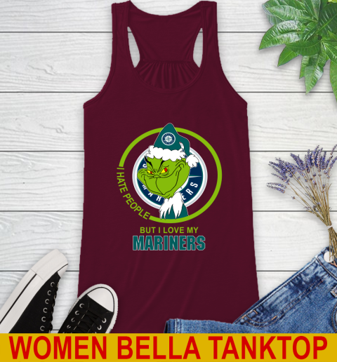 Seattle Mariners MLB Christmas Grinch I Hate People But I Love My Favorite Baseball Team Racerback Tank 3