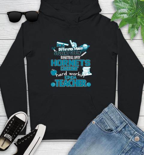 Charlotte Hornets NBA I'm A Difference Making Student Caring Basketball Loving Kinda Teacher Youth Hoodie