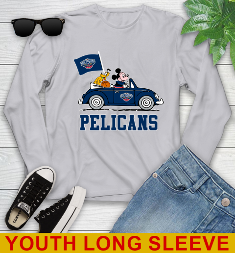 NBA Basketball New Orleans Pelicans Pluto Mickey Driving Disney Shirt Youth Long Sleeve 6