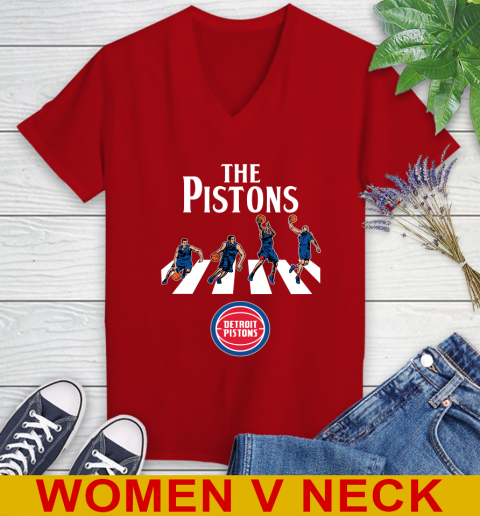 NBA Basketball Detroit Pistons The Beatles Rock Band Shirt Women's V-Neck T-Shirt 10