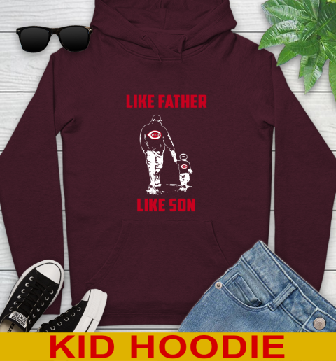 Cincinnati Reds MLB Baseball Like Father Like Son Sports Youth Hoodie 7