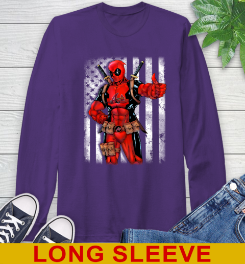 MLB Baseball Atlanta Braves Deadpool American Flag Shirt Long Sleeve T-Shirt 5