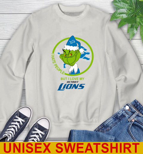 Detroit Lions NFL Christmas Grinch I Hate People But I Love My Favorite Football Team Sweatshirt 12