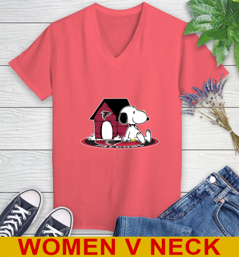 NFL Football Atlanta Falcons Snoopy The Peanuts Movie Shirt Women's V-Neck T-Shirt 7