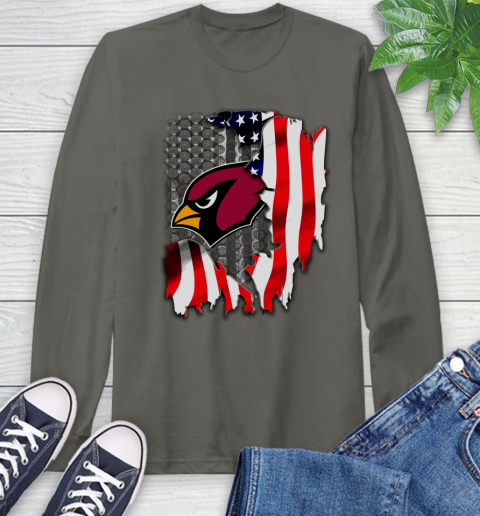 Arizona Cardinals NFL Football American Flag Long Sleeve T-Shirt - Image 10