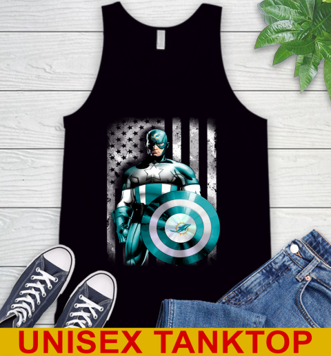 Miami Dolphins NFL Football Captain America Marvel Avengers American Flag Shirt Tank Top