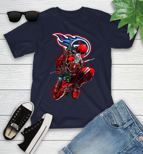 NFL Deadpool Marvel Comics Sports Football Tennessee Titans Youth T-Shirt 3