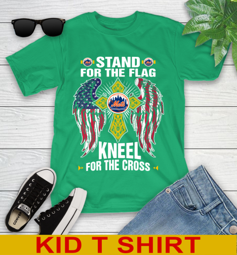 MLB Baseball New York Mets Stand For Flag Kneel For The Cross Shirt Youth T-Shirt 7