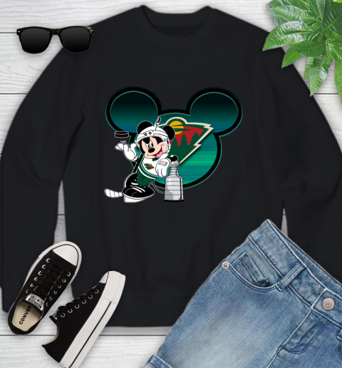 NHL Minnesota Wild Stanley Cup Mickey Mouse Disney Hockey T Shirt Youth Sweatshirt 2