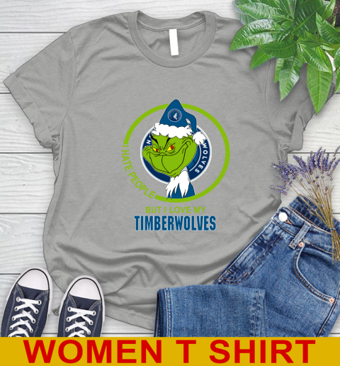 Minnesota Timberwolves NBA Christmas Grinch I Hate People But I Love My Favorite Basketball Team Women's T-Shirt 11