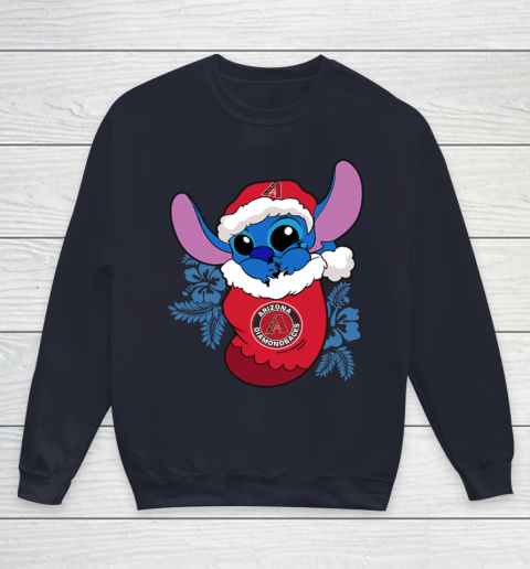 Arizona Diamondbacks Christmas Stitch In The Sock Funny Disney MLB Youth Sweatshirt 3