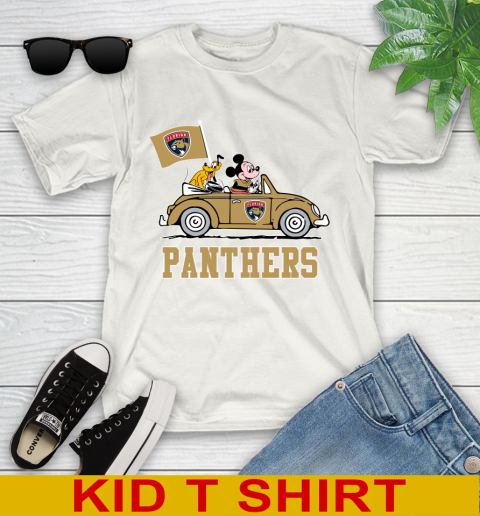 NHL Hockey Florida Panthers Pluto Mickey Driving Disney Shirt Youth T-Shirt