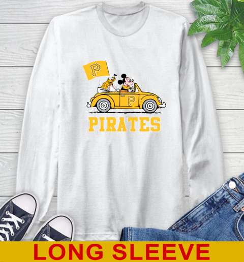 MLB Baseball Pittsburgh Pirates Pluto Mickey Driving Disney Shirt Long Sleeve T-Shirt