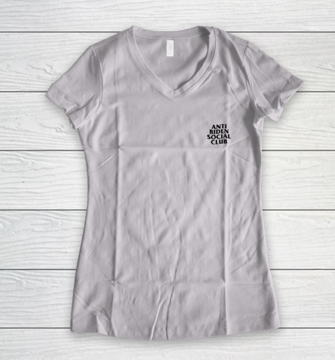 Anti Biden Social Club (print on front and back) Women's V-Neck T-Shirt