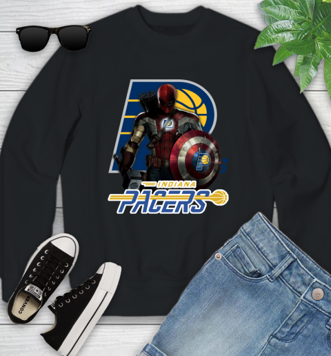 Indiana Pacers NBA Basketball Captain America Thor Spider Man Hawkeye Avengers Youth Sweatshirt 2