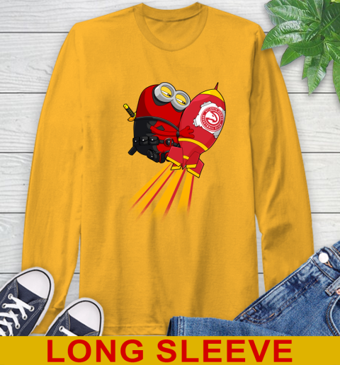 NBA Basketball Atlanta Hawks Deadpool Minion Marvel Shirt Long Sleeve T-Shirt 3 NBA Basketball Atlanta Hawks Deadpool Minion Marvel Shirt Long Sleeve T-Shirt - Image 3