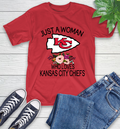 NFL Just A Woman Who Loves Kansas City Chiefs Football Sports T-Shirt 10
